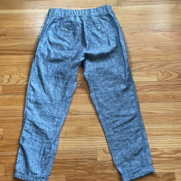 Athleta Gray 100% Linen Ankle Pant 0848 591449 pockets drawstring 6T B9 - Picture 6 of 7